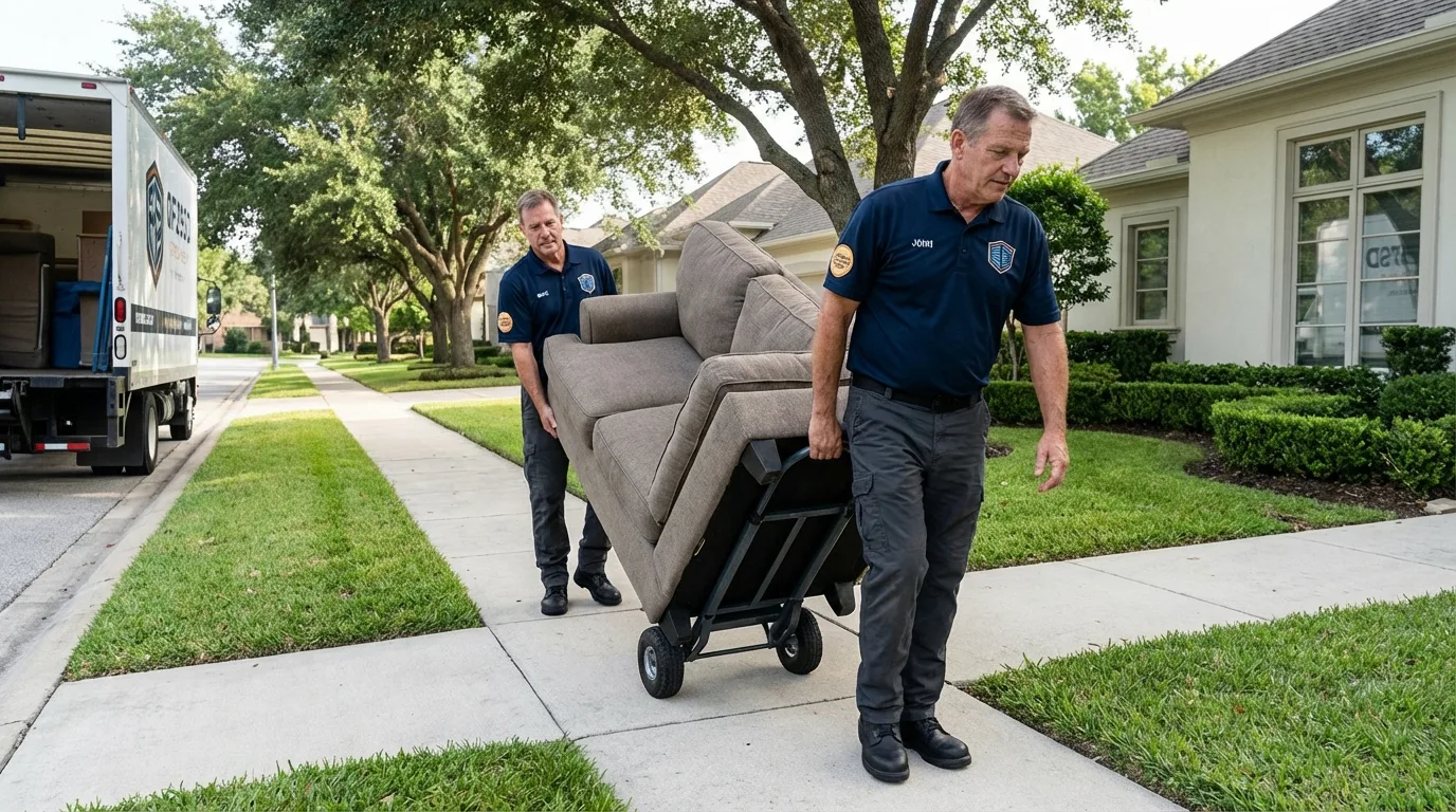 Local residential moving crew loading furniture in Amagansett, NY